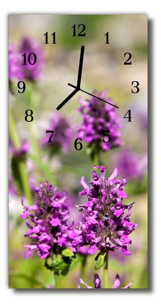 Ceas de perete din sticla vertical Flori natura color