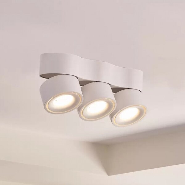 Arcchio LED spot de plafon Rotari, lentile, 3 becuri, alb, reglabil, Alb, Camera de zi / sufragerie, Metal, Modern