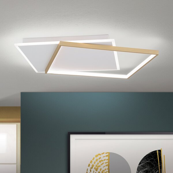 ORION Plafonieră LED Emanuel, alb/auriu, reglabil, Alb, Camera de zi / sufragerie, Plastic, Modern