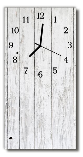 Ceas de perete din sticla vertical Alb lemn