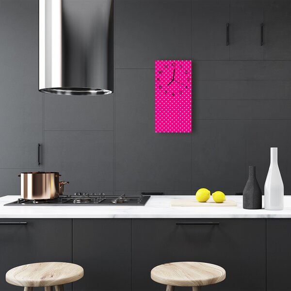 Ceas de perete din sticla vertical Art dots puncte roz