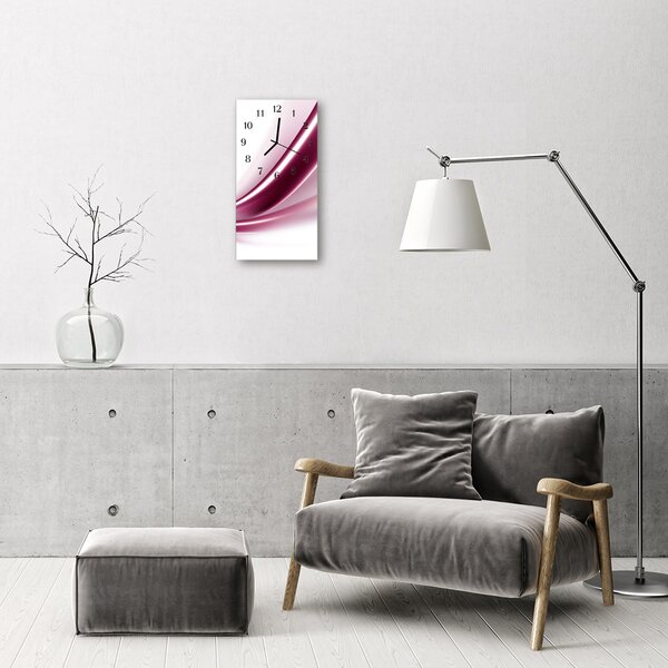 Ceas de perete din sticla vertical Arta grafica abstractizare roz