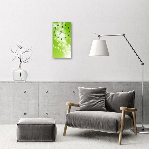 Ceas de perete din sticla vertical Rezumat verde de arta grafica