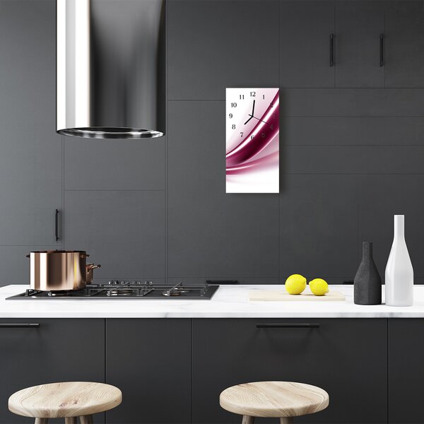 Ceas de perete din sticla vertical Arta grafica abstractizare roz