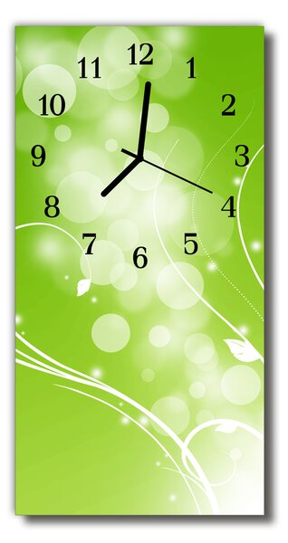 Ceas de perete din sticla vertical Rezumat verde de arta grafica