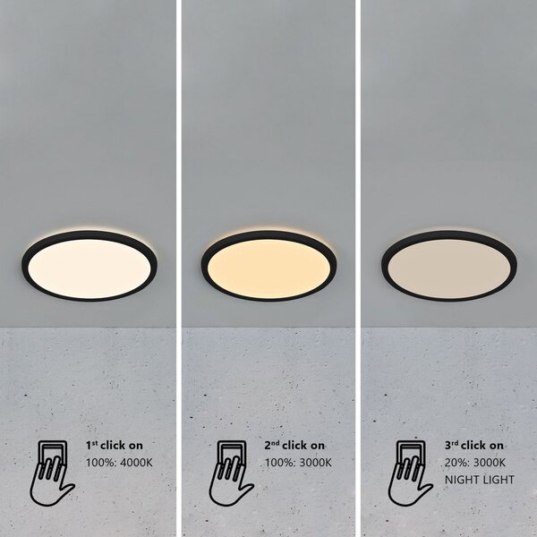 Nordlux Plafonieră LED Oja 29 IP54 3.000/4.000K negru, Negru, Baie, Plastic