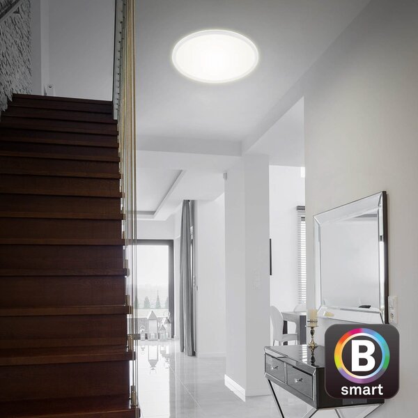 Briloner Plafonieră LED Slim S dimabil CCT albă Ø 45 cm, reglabil, Alb, Bucătărie, Plastic, Modern