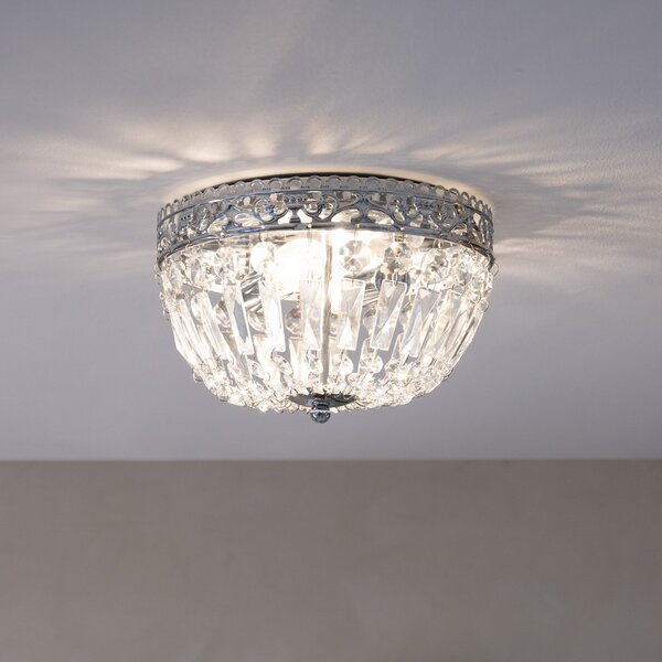 Markslöjd Etienne plafonieră cristale sticlă Ø 25cm crom, reglabil, Metalic, Camera de zi / sufragerie, Cristal