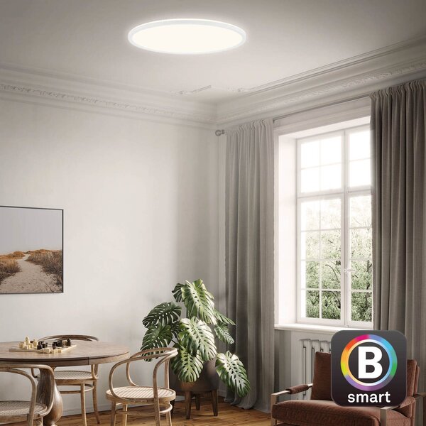 Briloner Plafonieră LED Slim S dimabil CCT albă Ø 45 cm, reglabil, Alb, Bucătărie, Plastic, Modern