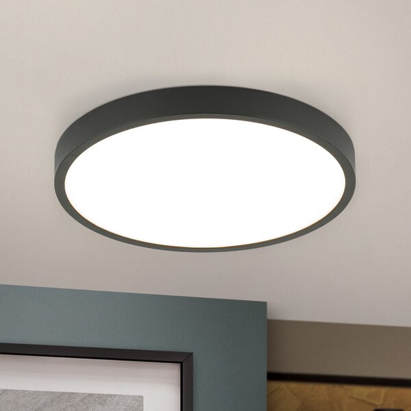 ORION Plafonieră Bully LED în negru, 3.000 K, Ø24cm, Negru, Camera de zi / sufragerie, Metal