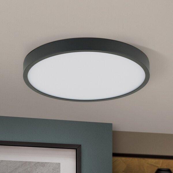 ORION Plafonieră Bully LED în negru, 3.000 K, Ø24cm, Negru, Camera de zi / sufragerie, Metal