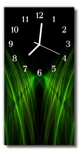 Ceas de perete din sticla vertical Peisaj linii verzi abstractizare