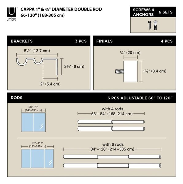 Galerie de perdea extensibilă 168-305 cm din oțel Cappa – Umbra