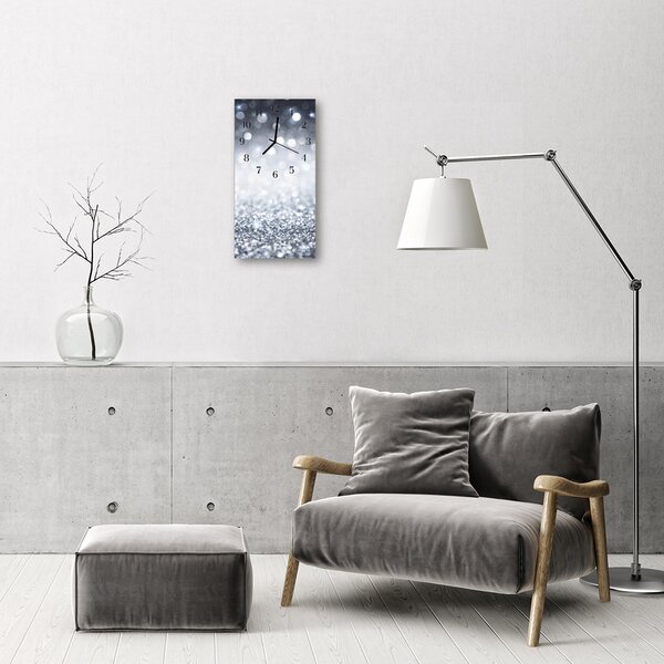 Ceas de perete din sticla vertical Glitter de argint sclipitoare