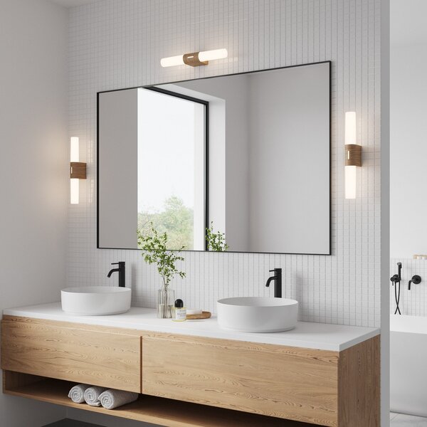 Nordlux Helva Double Basic aplică LED baie, decor din lemn, Alb, Baie, Plastic