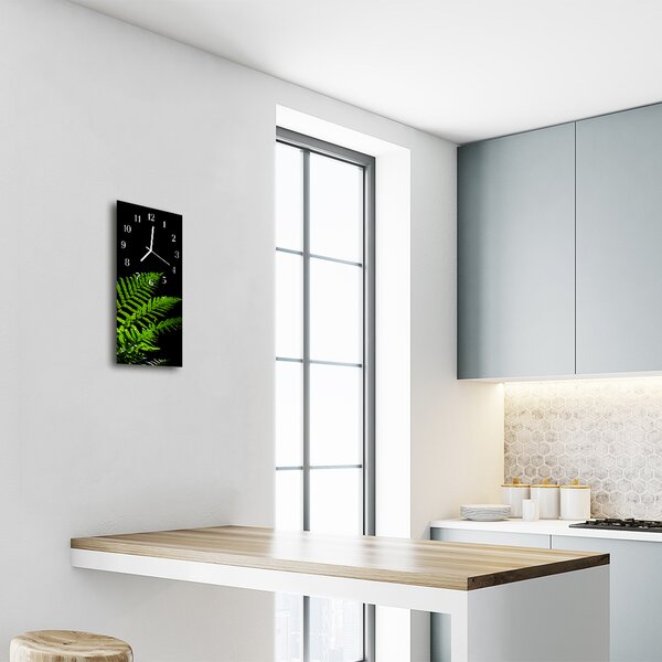Ceas de perete din sticla vertical Natura fern culoarea naturii
