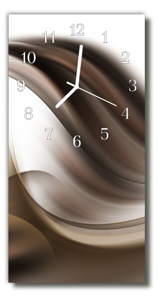 Ceas de perete din sticla vertical Abstract bej grafică de artă