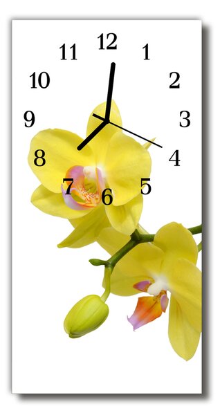 Ceas de perete din sticla vertical Orhidee flori orhidee galbene