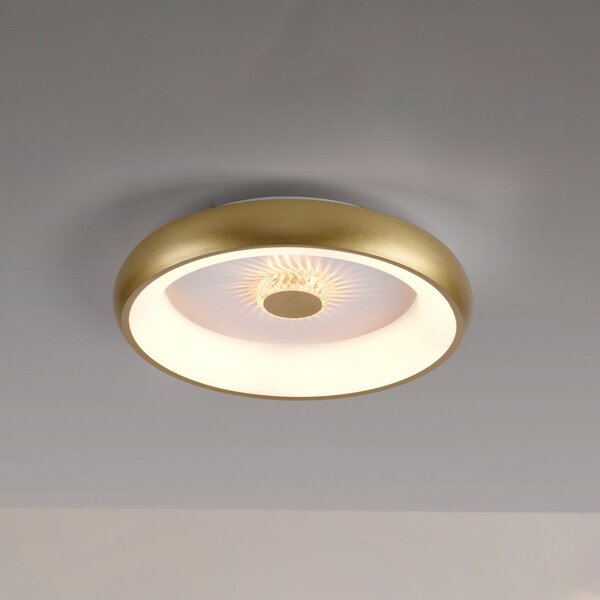 JUST LIGHT. GmbH Plafonieră cu LED Vertigo, CCT, Ø 46,5 cm, alamă, reglabil, Auriu / Alamă, Camera de zi / sufragerie, Metal, Modern