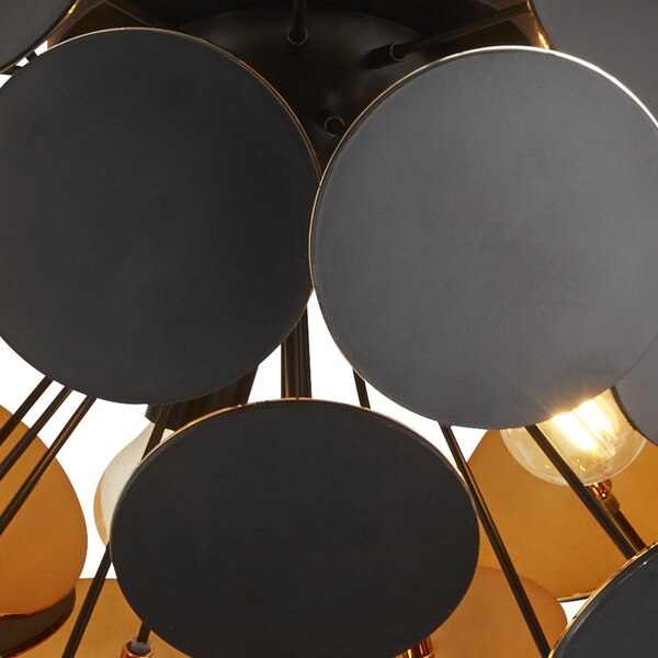 Searchlight Discus plafonieră, 3 becuri, reglabil, Negru, Camera de zi / sufragerie, Plastic, Modern