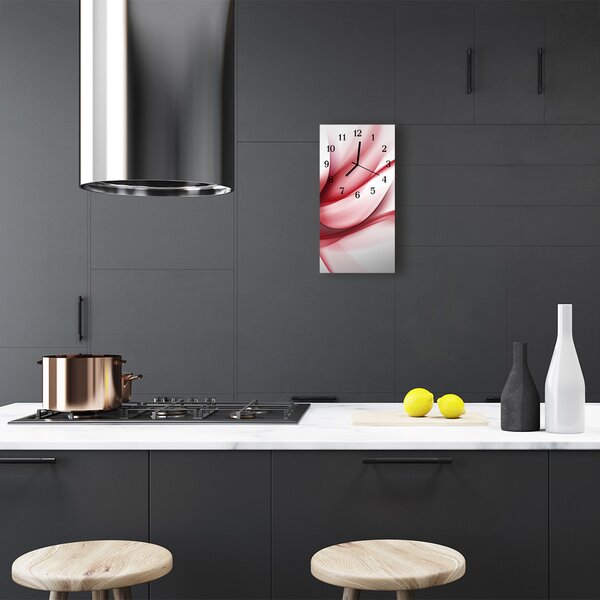 Ceas de perete din sticla vertical Art abstracție roșu linii
