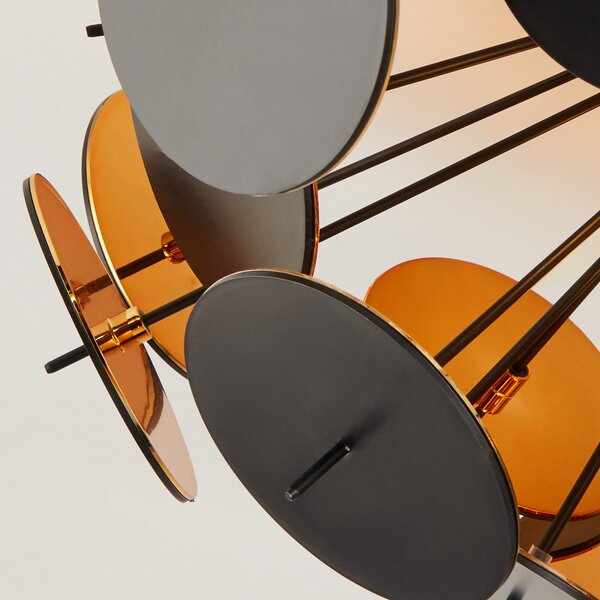 Searchlight Discus plafonieră, 3 becuri, reglabil, Negru, Camera de zi / sufragerie, Plastic, Modern