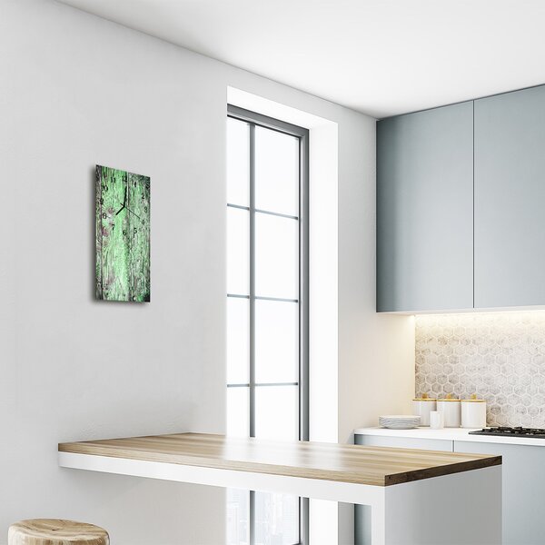 Ceas de perete din sticla vertical Lemn verde