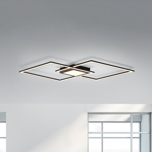 JUST LIGHT. GmbH Plafonieră LED Asmin, CCT, negru, 106x37cm, reglabil, Negru, Camera de zi / sufragerie, Aluminiu, Modern, Plafon cu flacără multiplă