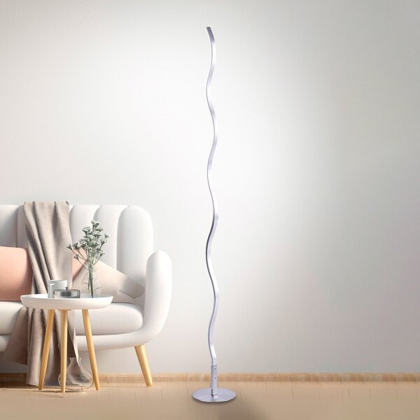 JUST LIGHT. GmbH Lampă de podea LED Wave 3.000K 120cm oțel, Metalic, Camera de zi / sufragerie, Aluminiu, Modern
