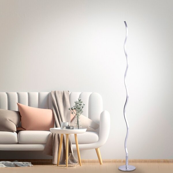 JUST LIGHT. GmbH Lampă de podea LED Wave 3.000K 120cm oțel, Metalic, Camera de zi / sufragerie, Aluminiu, Modern