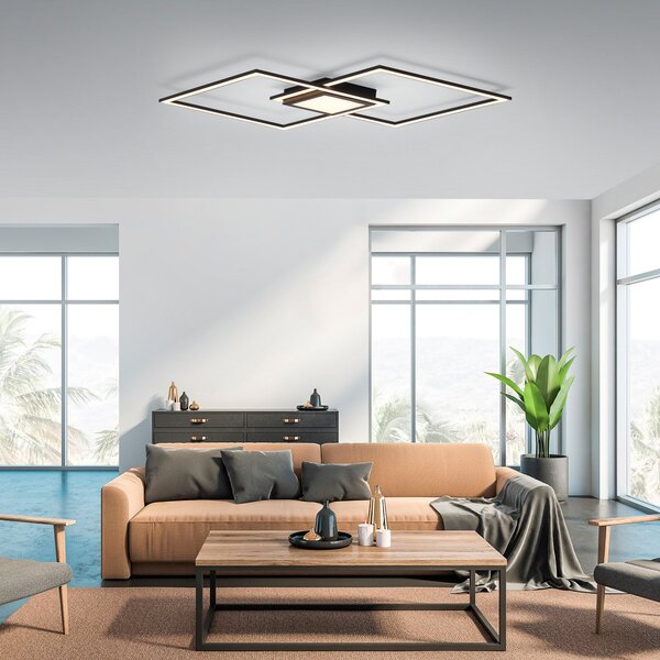 JUST LIGHT. GmbH Plafonieră LED Asmin, CCT, negru, 106x37cm, reglabil, Negru, Camera de zi / sufragerie, Aluminiu, Modern, Plafon cu flacără multiplă