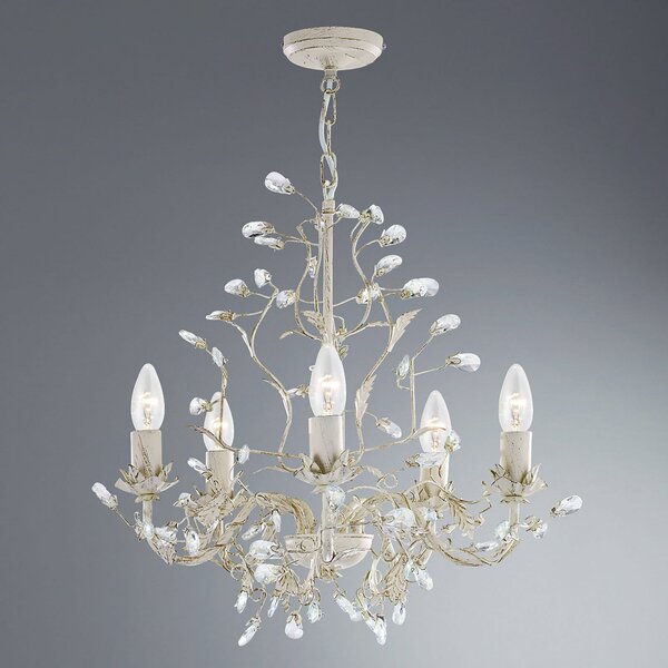 Searchlight Candelabru Almandite 5 becuri, crem-auriu, reglabil, Alb, Camera de zi / sufragerie, Metal, Florentin
