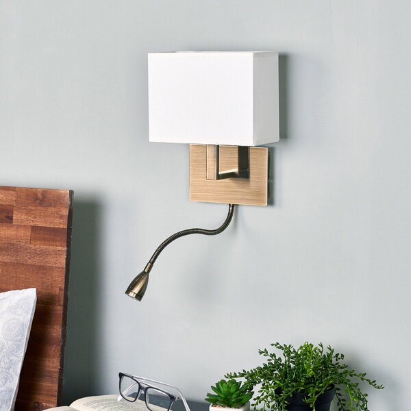 Searchlight Aplică 6519 cu LED lampă de citit, alamă antic, Bronz / Alamă Veche, Camera de zi / sufragerie, Metal, Modern