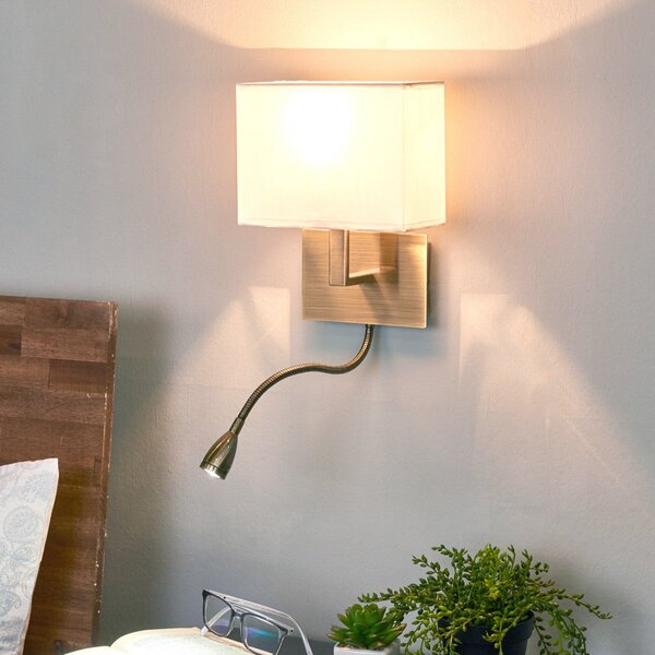 Searchlight Aplică 6519 cu LED lampă de citit, alamă antic, Bronz / Alamă Veche, Camera de zi / sufragerie, Metal, Modern