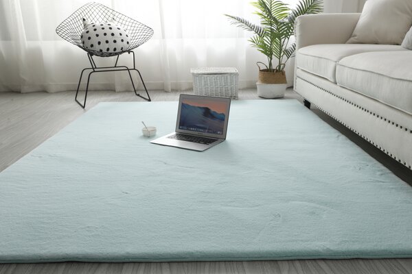 Covor Premium Belgian LOP 049, Marime 80 x 150 cm, Menta, Verde, Inaltime Fir 23 mm, Antiderapant, Antialergic, Poliester, Living, Dormitor