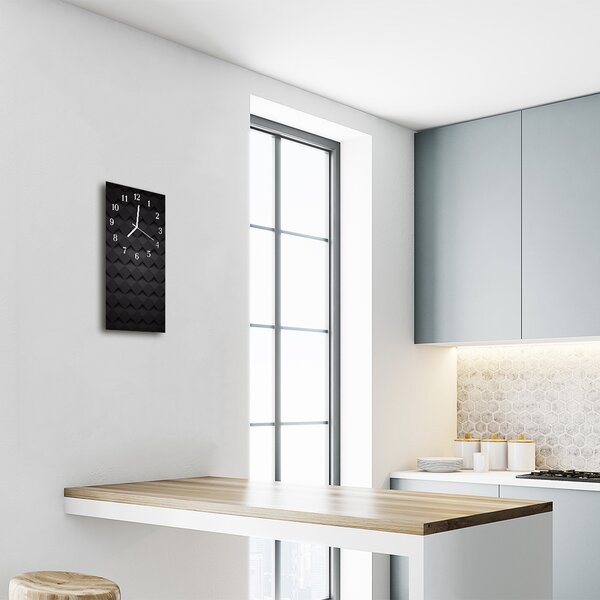 Ceas de perete din sticla vertical Modern mozaic 3d negru