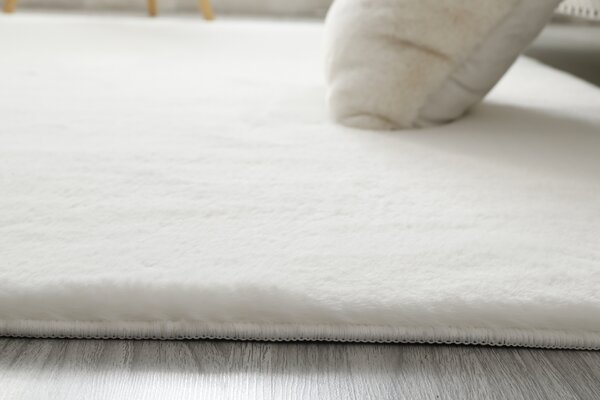 Covor Blanita Living Dormitor, Model LOP 060, Antiderapant Soft, Alb 50 x 80