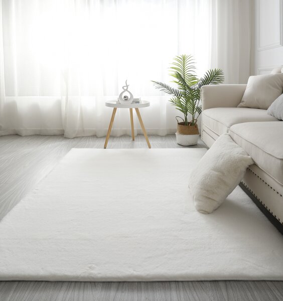 Covor Blanita Living Dormitor, Model LOP 060, Antiderapant Soft, Alb 50 x 80