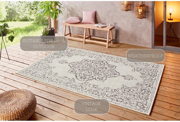 Covor de exterior NORTHRUGS Tilos, 160 x 230 cm, gri - crem
