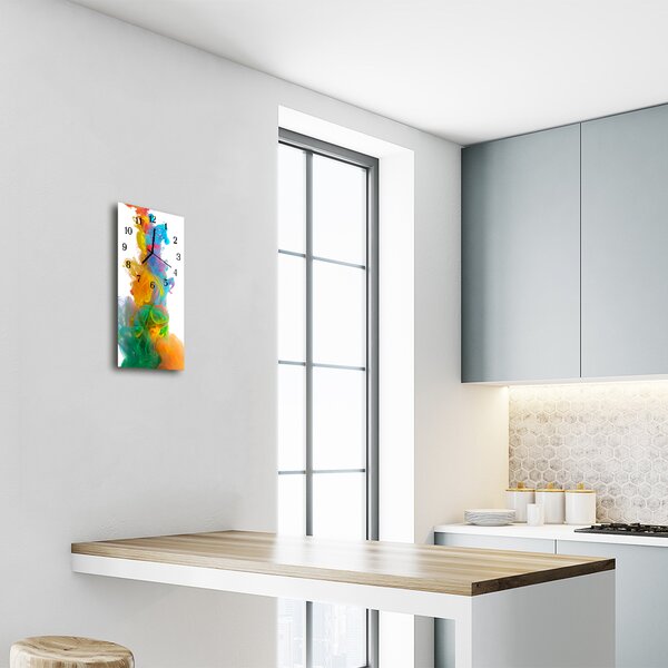 Ceas de perete din sticla vertical Culoare lichid arta grafica