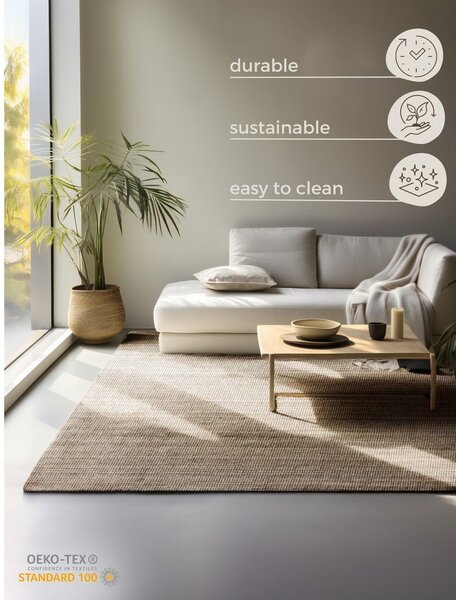 Covor taupe din iută 80x150 cm Bouclé – Hanse Home