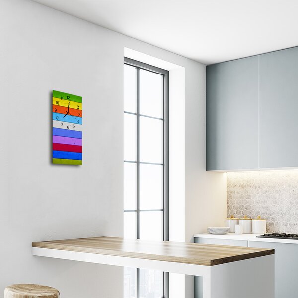 Ceas de perete din sticla vertical Centura art curcubeu colorate