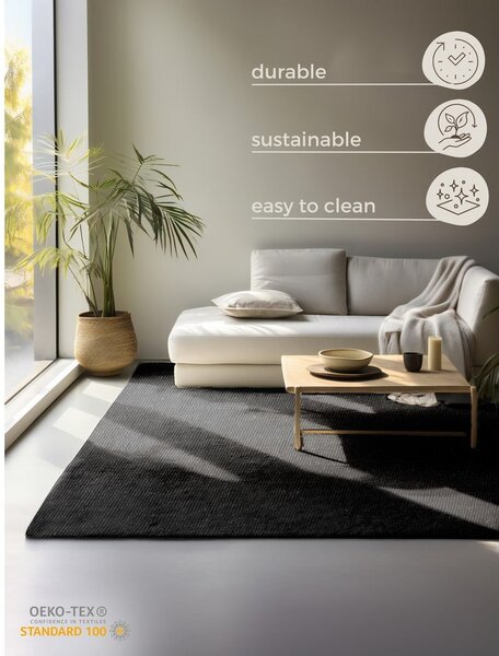 Covor negru din iută 80x150 cm Bouclé – Hanse Home