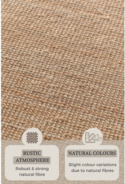 Covor tip traversă în culoare naturală din iută 80x200 cm Bouclé – Hanse Home