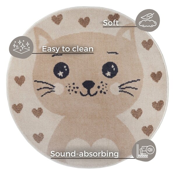 Covor pentru copii bej ø 100 cm Cat – Hanse Home