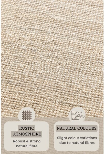 Covor tip traversă crem din iută 80x200 cm Bouclé – Hanse Home
