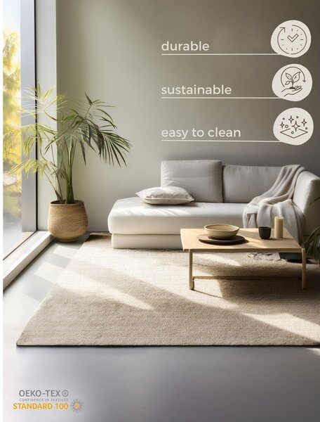 Covor crem din iută 160x230 cm Bouclé – Hanse Home