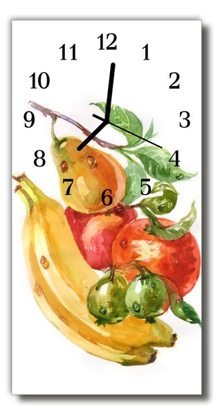 Ceas de perete din sticla vertical Acuarelă bucătărie de fructe banane