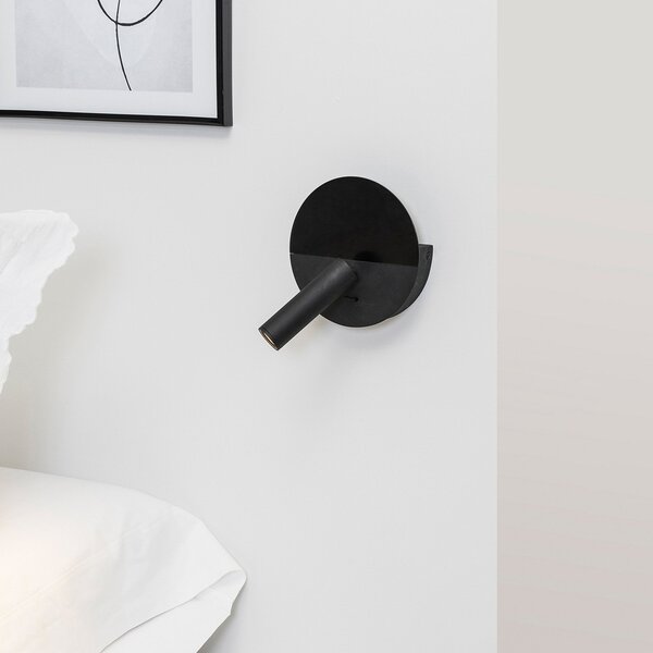 FARO BARCELONA Aplică perete LED Duas cu port USB, negru, Negru, Camera de zi / sufragerie, Metal, Modern