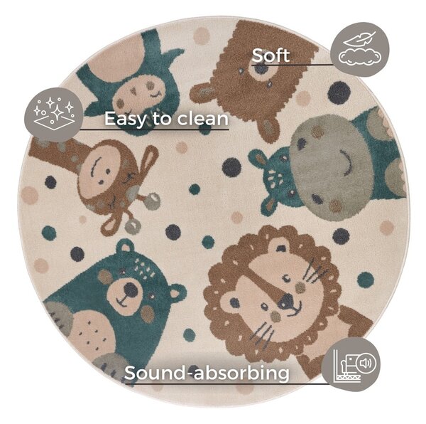 Covor pentru copii bej ø 100 cm Animal Party – Hanse Home